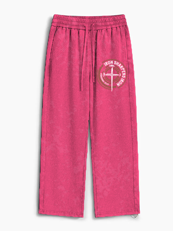 Iron Sharpens Iron - Proverbs 27:17 Jesus God Christian Washed Sweatpants