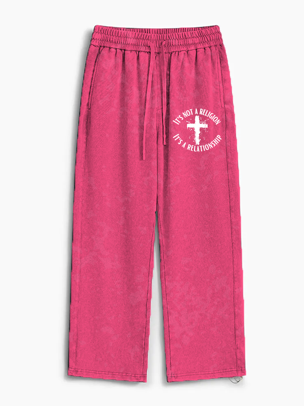 It's Not A Religion It's A Relationship Jesus God Christian Washed Sweatpants