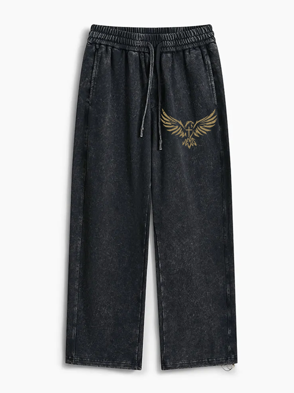 Wings Like Eagles Jesus God Christian Washed Sweatpants
