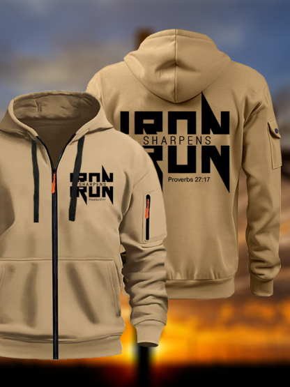 IRON SHARPENS IRON Proverbs 27:17 Jesus God Christian Zipper Hoodies