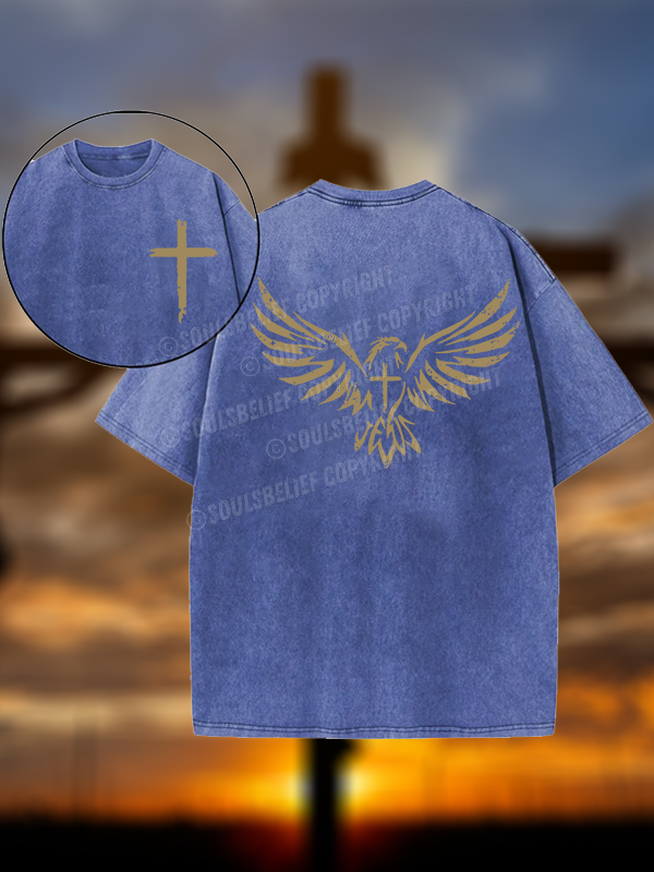 Wings Like Eagles Christian Washed T-Shirt
