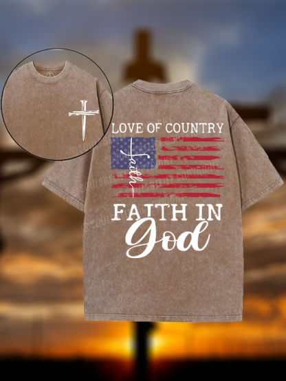 Faith In God Christian Washed T-Shirt