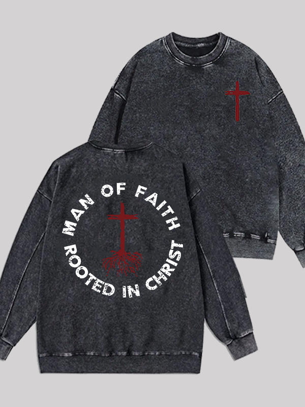 Man of Faith  Jesus God Christian Washed Sweatshirt