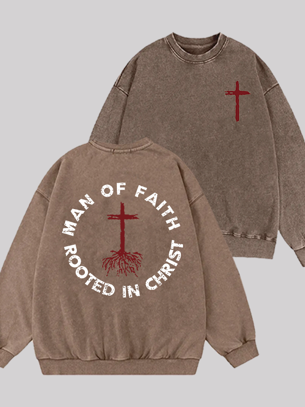 Man of Faith  Jesus God Christian Washed Sweatshirt