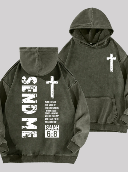 Send Me Isaiah 6:8 Jesus God Christian Washed Hoodie