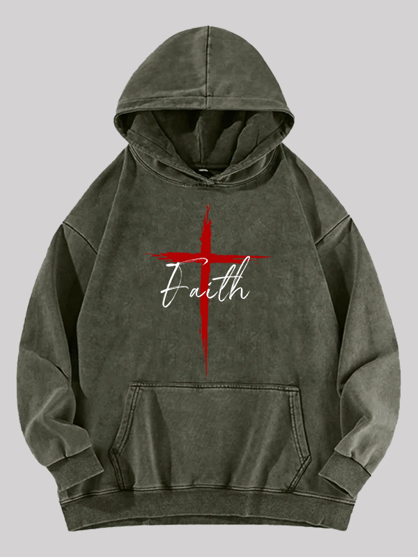 Faith Jesus God Christian Washed Hoodie