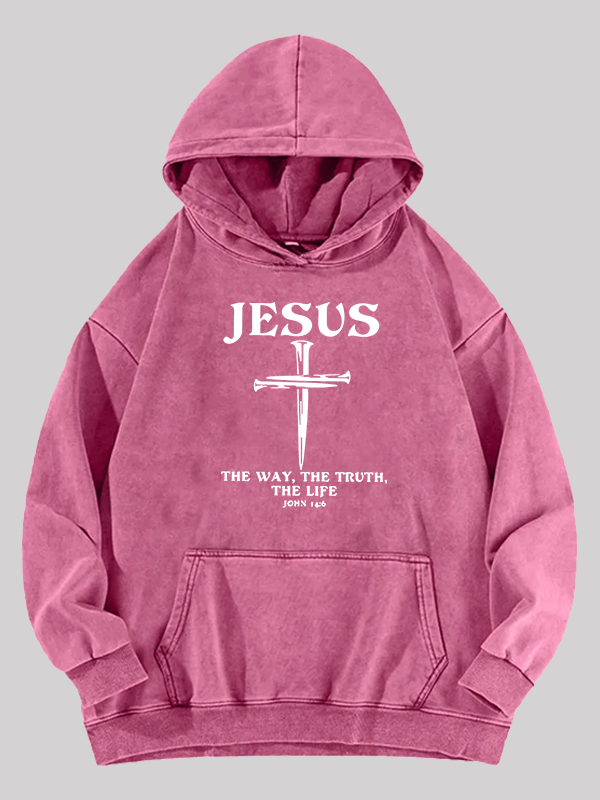 Jesus The Way The Truth The Life Jesus God Christian Washed Hoodie