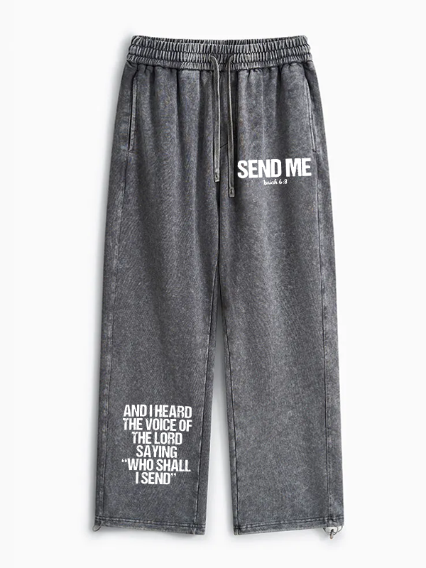 Send Me Isaiah 6:8 Jesus God Christian Washed Sweatpants