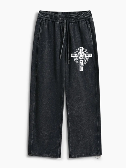 Man of Faith Jesus God Christian Washed Sweatpants