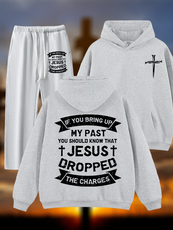 Jesus Dropped The Charges Jesus God Christian Plush Fleece-Lined Hoodie Set