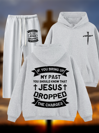 Jesus Dropped The Charges Jesus God Christian Plush Fleece-Lined Hoodie Set
