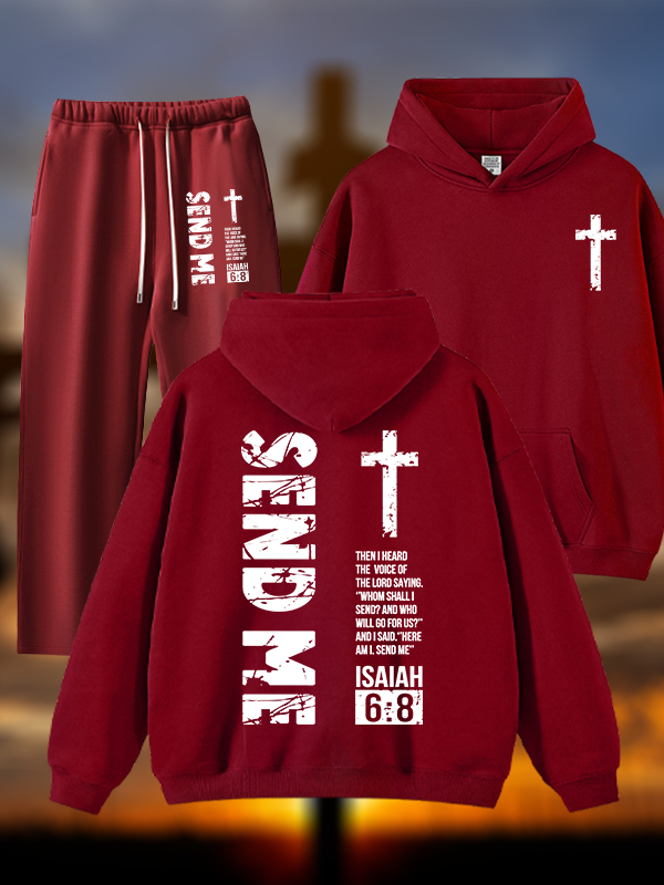 Send Me Isaiah 6:8 Jesus God Christian Plush Fleece-Lined Hoodie Set