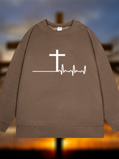 ECG Cross Jesus God Christian Sweatshirt