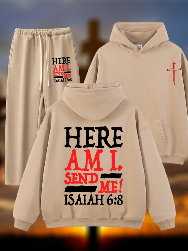 Isaiah 6:8 Send Me! Jesus God Christian Plush Fleece-Lined Hoodie Set