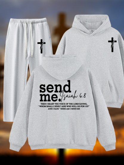 Send Me Isaiah 6:8 Jesus God Christian Plush Fleece-Lined Hoodie Set