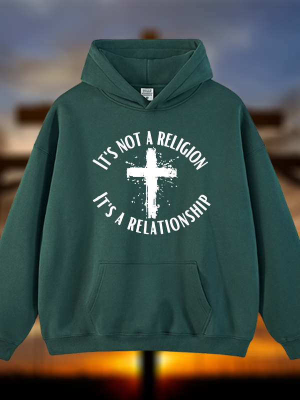 It's Not A Religion It's A Relationship Jesus God Christian Plush Fleece-Lined Hoodie