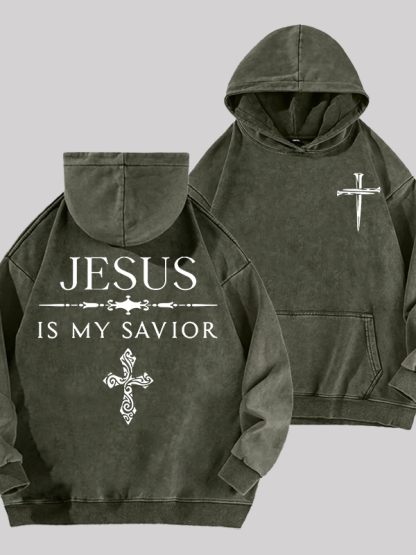 Jesus Is My Savior Jesus God Christian Washed Hoodie