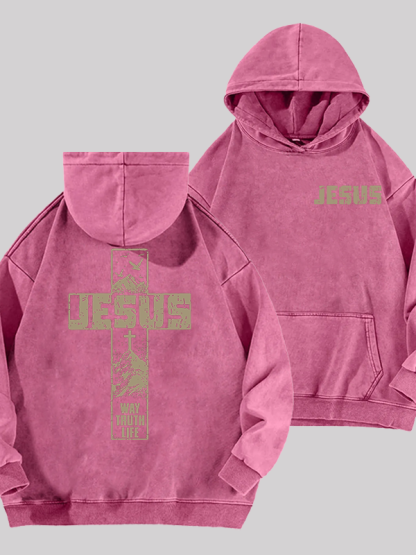 The Way, The Truth, The Life  Jesus God Christian Washed Hoodie
