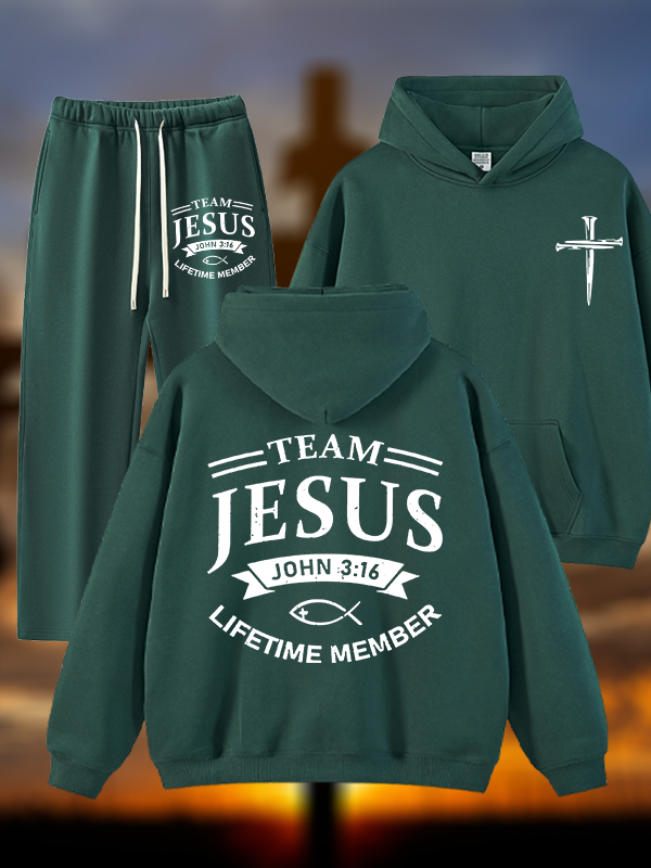 Jesus Team Jesus God Christian Plush Fleece-Lined Hoodie Set