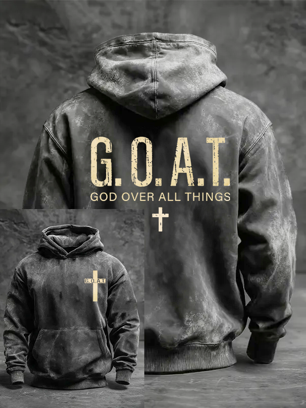 God over All Things Jesus God Christian Washed Hoodie