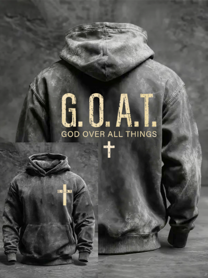 God over All Things Jesus God Christian Washed Hoodie