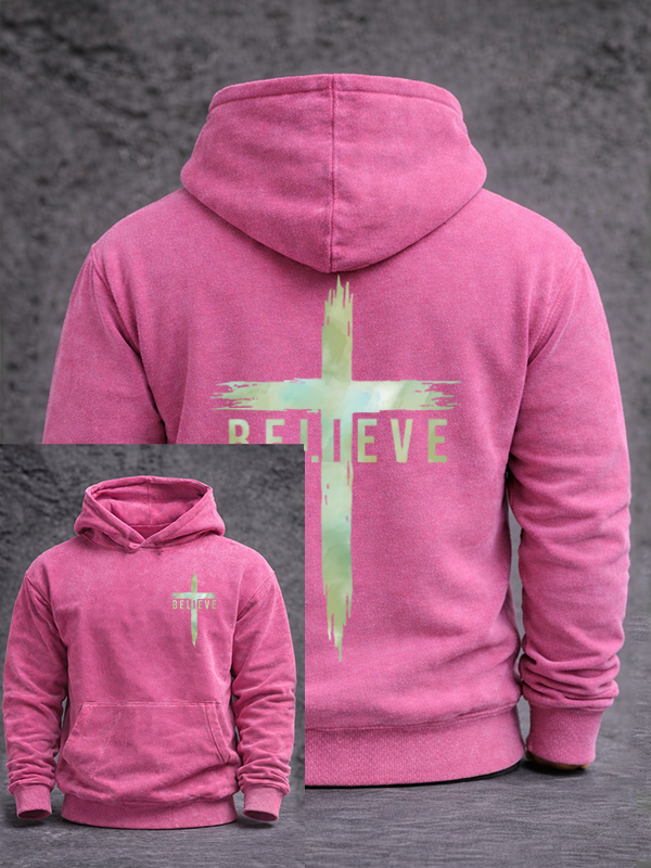 Believe Jesus God Christian Washed Hoodie