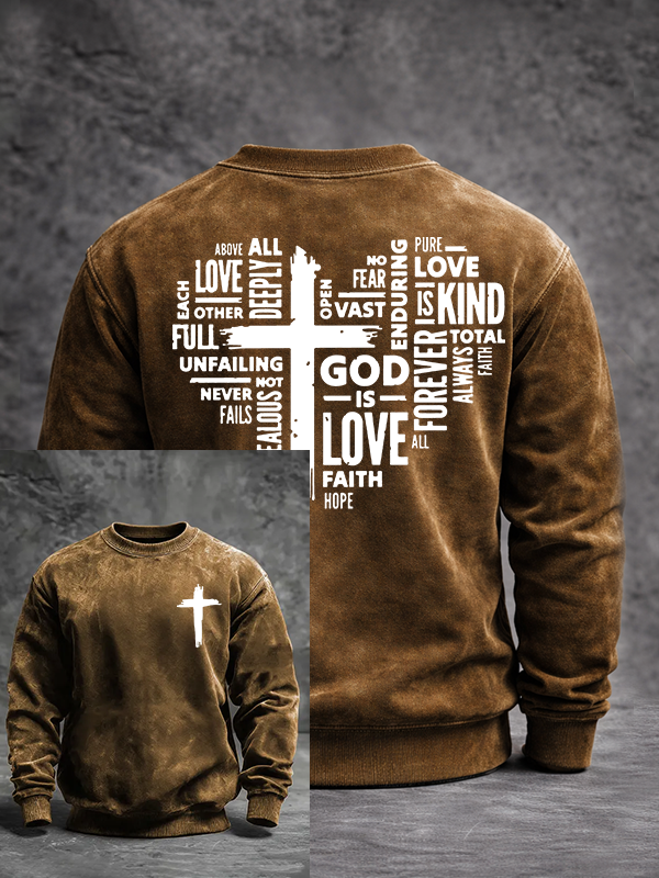 God is Love Jesus God Christian Washed Sweatshirt
