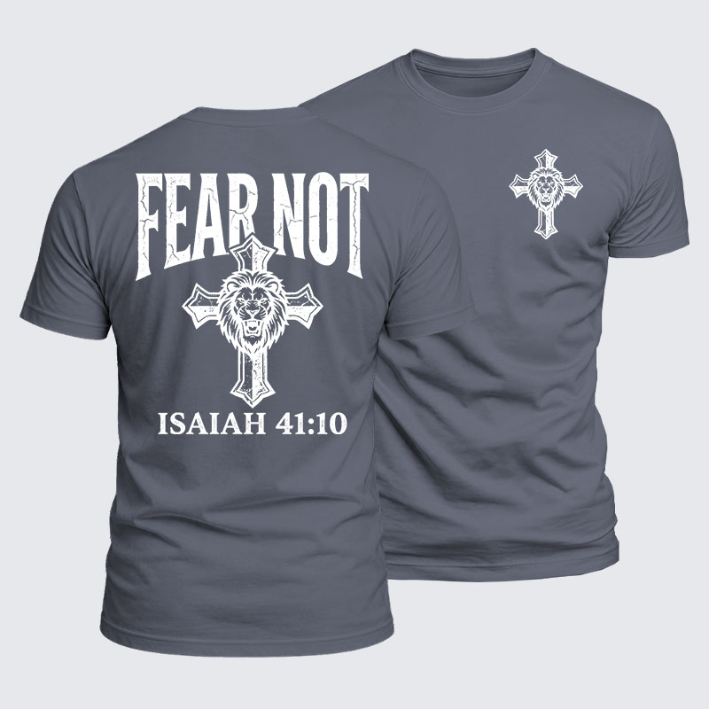 Fear Not Isaiah 41:10 Jesus God Christian  – Luxe Mercerized Interlock Cotton Tee