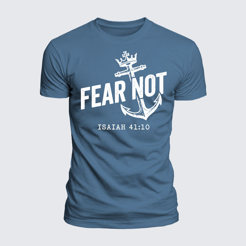 Fear Not Isaiah 41:10 Jesus God Christian  – Luxe Mercerized Interlock Cotton Tee