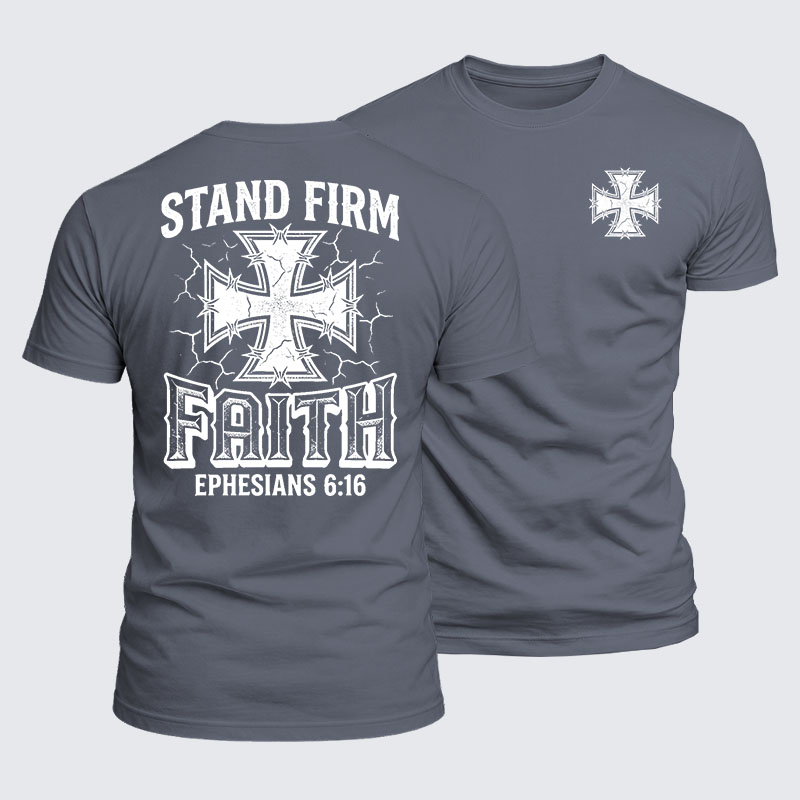 Stand Firm Faith Jesus God Christian  – Luxe Mercerized Interlock Cotton Tee