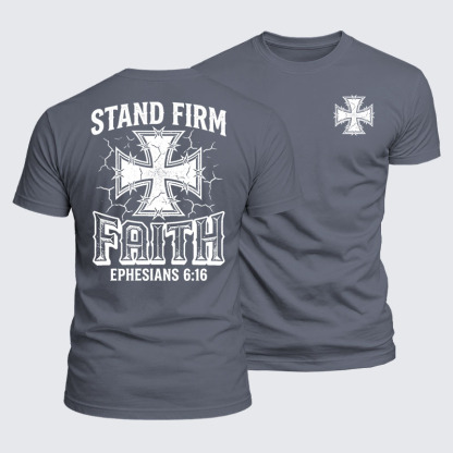 Stand Firm Faith Jesus God Christian  – Luxe Mercerized Interlock Cotton Tee