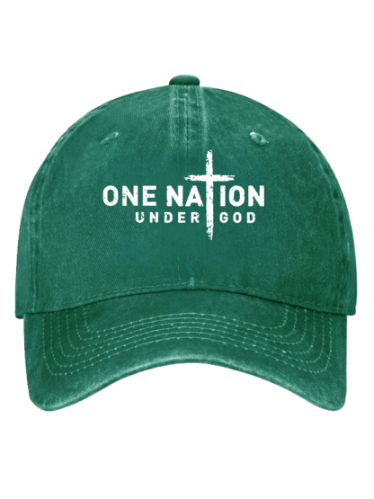 One Nation Under God Cross  Christian Hat