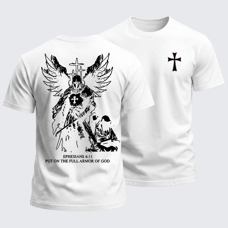 [Copy]Heavyweight Cotton Tee - Ephesians 6:11 Full Armor of God Knight