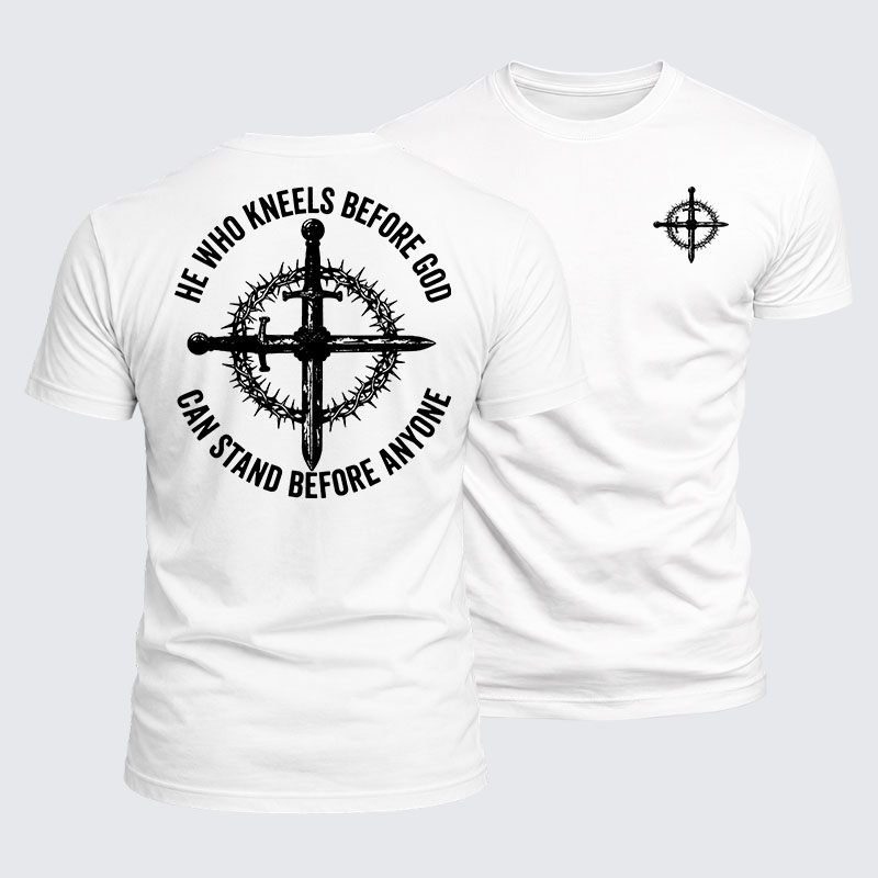 Luxe Mercerized Cotton Tee - He Who Kneels Before God Can Stand Before Anyone