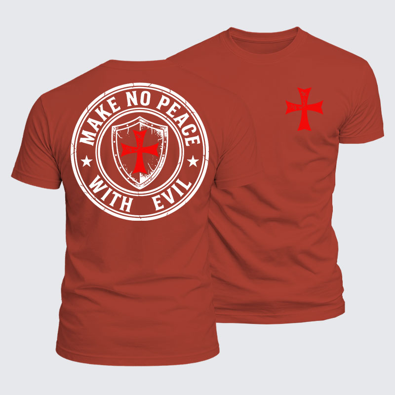Luxe Mercerized Cotton Tee -  Make No Peace with Evil Knight Templar Jerusalem Cross