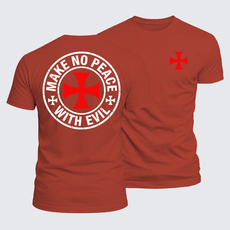 Luxe Mercerized Cotton Tee - Make No Peace with Evil Knight Templar Cross