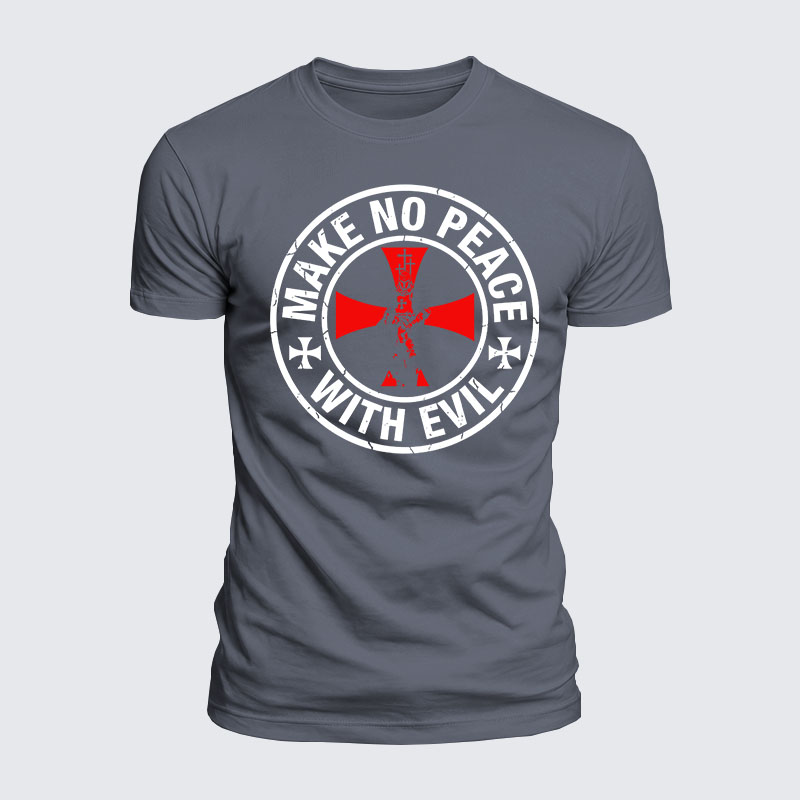 Luxe Mercerized Cotton Tee - Make No Peace with Evil Knight Templar Cross