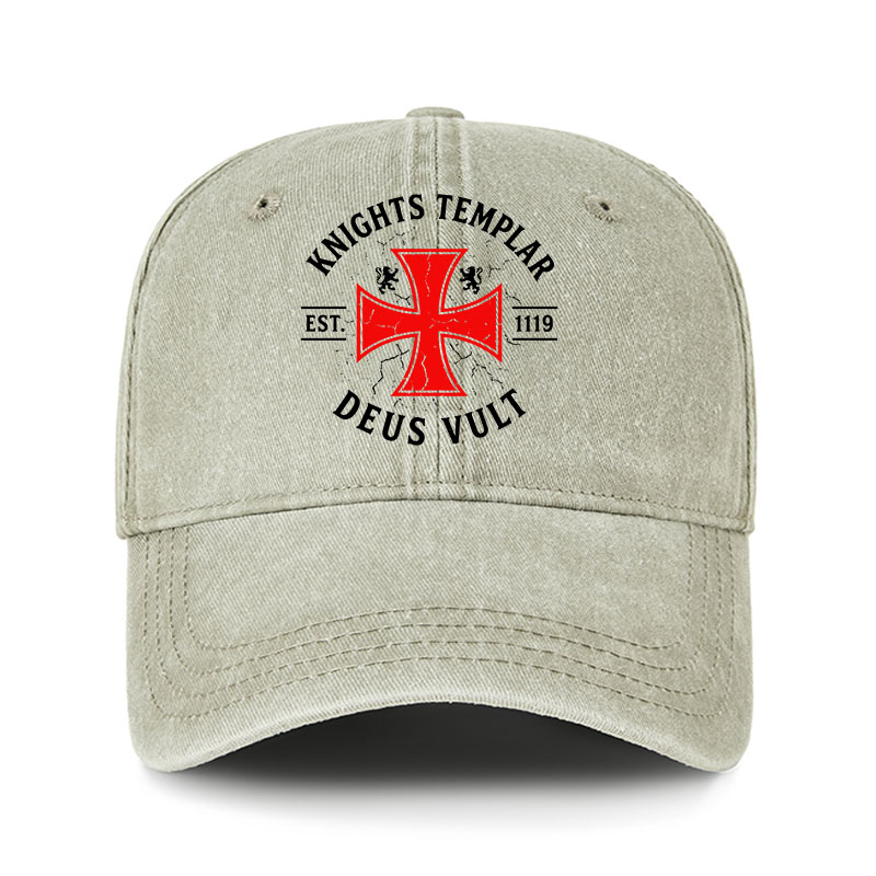 Heritage Washed Cap - Knights Templar Deus Vult