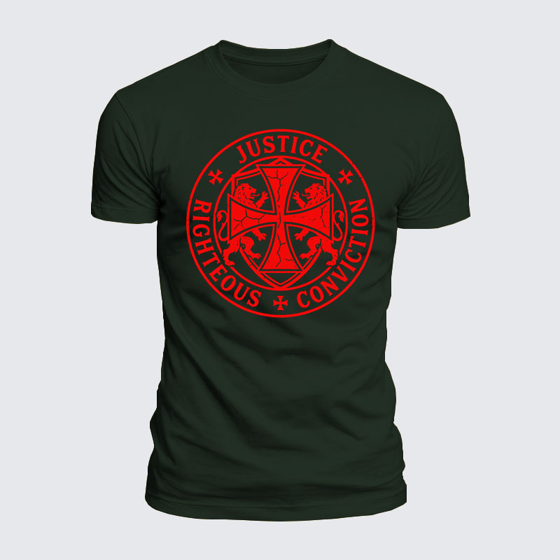 Luxe Mercerized Cotton Tee - Templar Virtues of the Knights Templar Shield