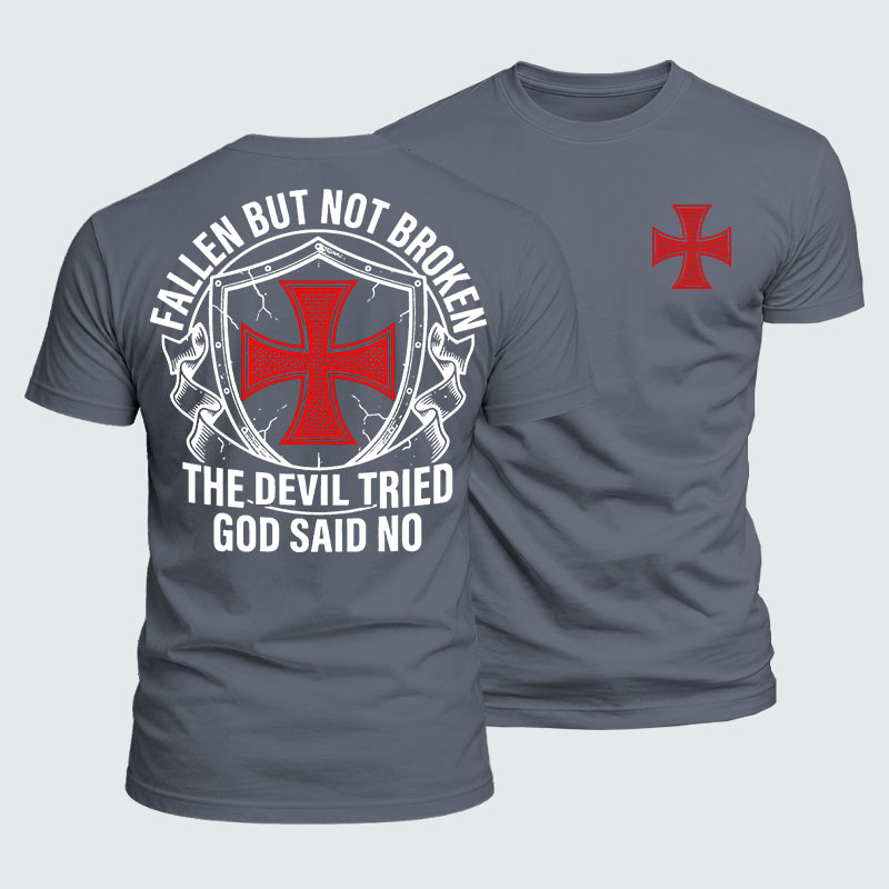 Luxe Mercerized Cotton Tee - Fallen But Not Broken The Devil Tried God Said No