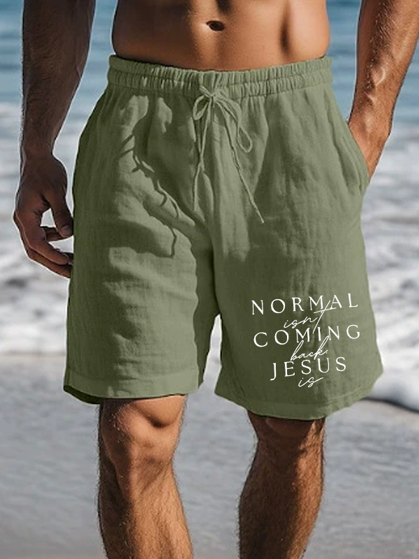 Men's Normal Isn'T Coming Back Jesus Is Christian Beach Shorts