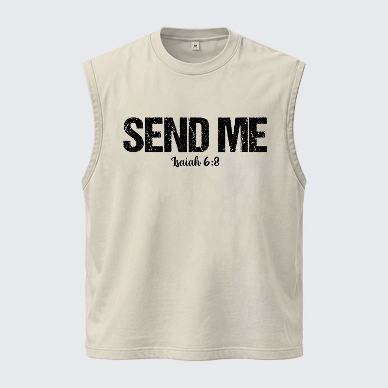 Washed Tank Top - Isaiah 6:8 - SEND ME
