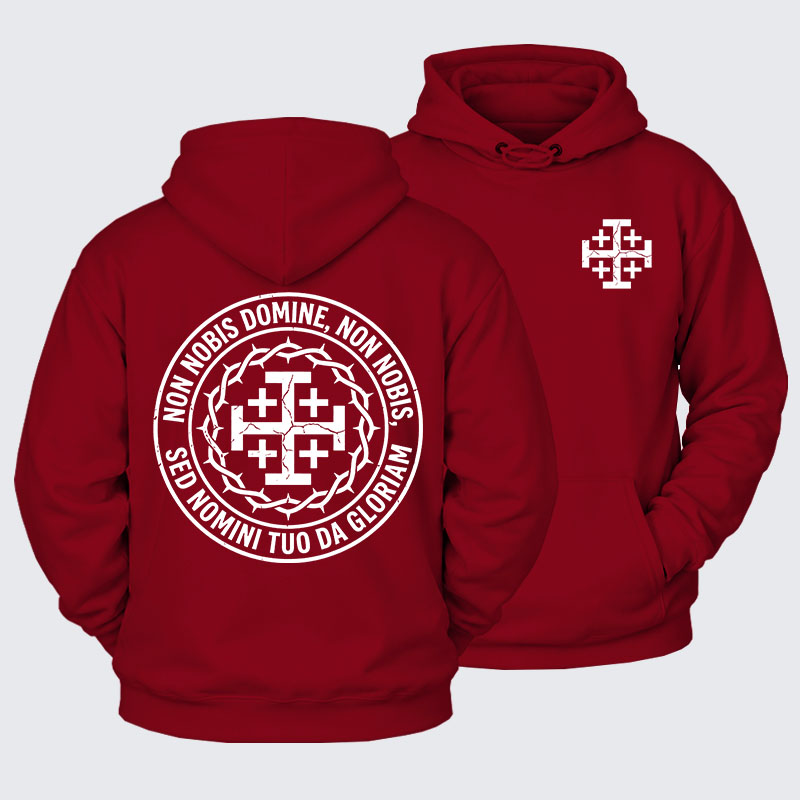 Plush Fleece-Lined Hoodie - Non Nobis Domine, Non Nobis, Sed Nomini Tuo Da Gloriam