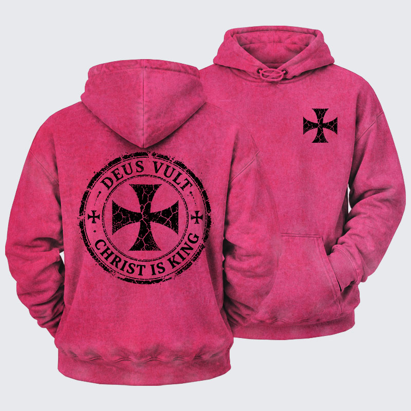 Washed Hoodie - Deus Vult Christ Is King