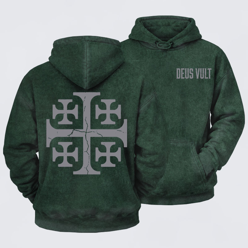 Washed Hoodie - Deus Vult