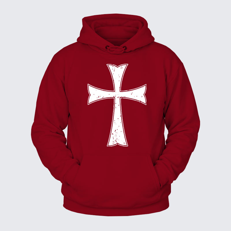 Plush Fleece-Lined Hoodie - Knights Templar Crusader Cross
