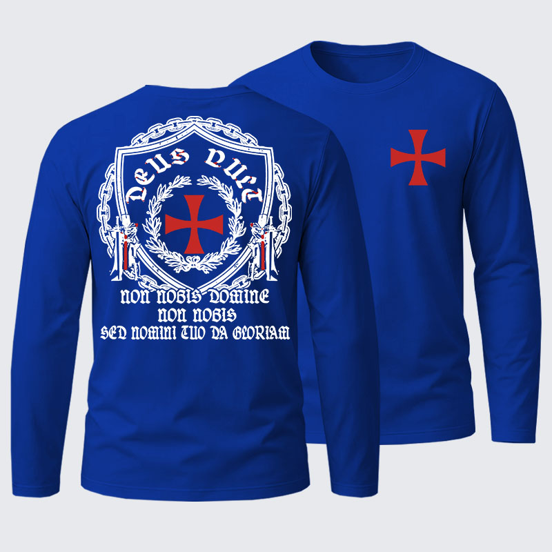 Non Nobis Domine, Non Nobis, Sed Nomini Tuo Da Gloriam Cotton Long Sleeve T-Shirt
