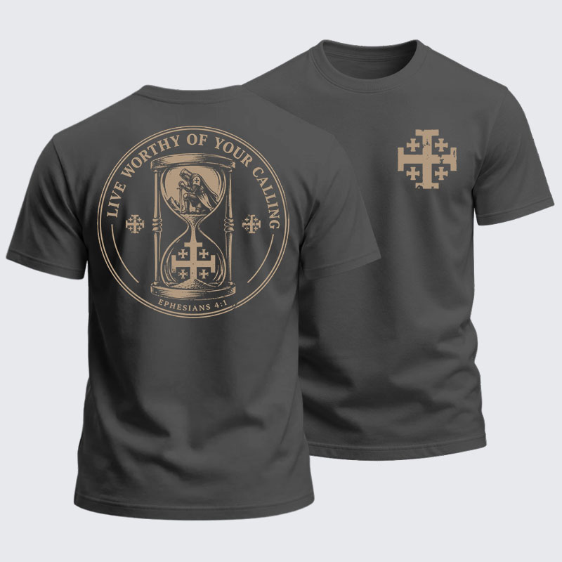 Heavyweight Cotton Tee - Live Worthy of Your Calling