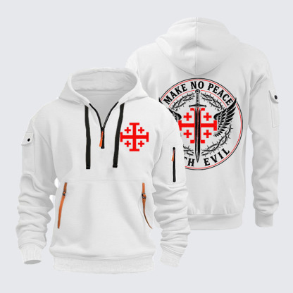 Zipper Hoodies - Make No Peace with Evil Jerusalem Cross