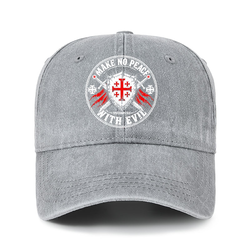 Heritage Washed Cap - Make No Peace with Evil Knight Templar Jerusalem Cross